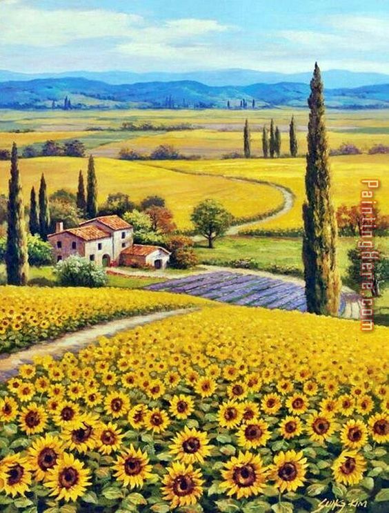 The Golden Hills of Tuscany painting - Sung Kim The Golden Hills of Tuscany art painting